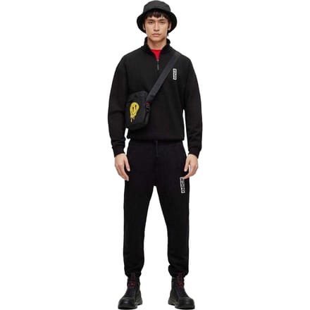 Hugo Boss Heren-sweatshirt met Dangula-logo en kwartritssluiting (Zwart)