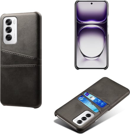 Backcover met Opbergvakjes + PMMA Screenprotector voor OPPO Reno 12 _ Zwart