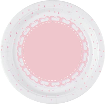 BIGIEMME SRL - 8 roze hart papieren bordjes 18 cm