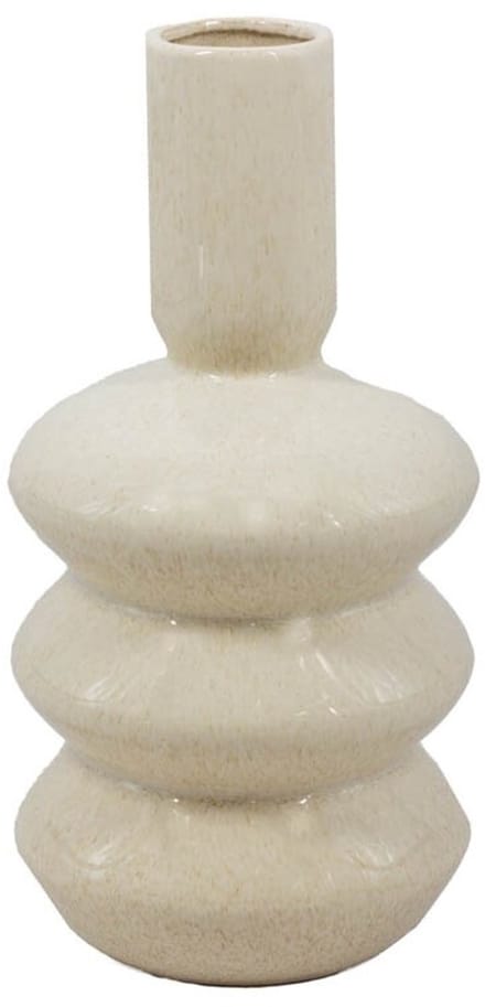Aardewerk vaas disk beige