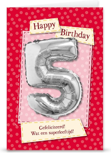 Miko - Kaart - Leeftijdballon - 5 Jaar
