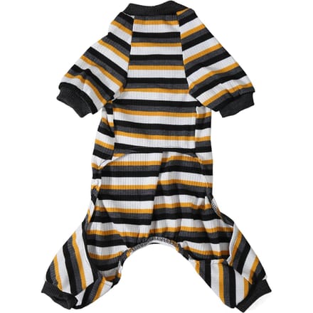 Honden Pyjama 4 Poten Zacht Rekbaar Warm Voorkomt Likken Gestreept Puppy Jumpsuit Nachtkleding voor Koud Weer M black