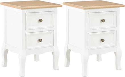 vidaXL - Nachtkastje - 2 - st - 35x30x49 - cm - MDF - wit