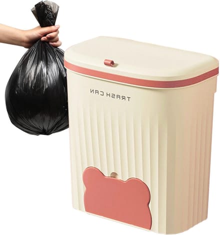 Keukencompostbak - Ophangbare prullenbak - Afval Beheer - Met Druksluiting - 28 x 16 x 26 cm - Romig