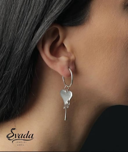 925 Sterling Zilver EVADA Jewelry Oorbellen - Druipend Hart Design - Dames