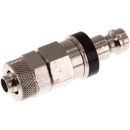 Vernikkeld Messing DN 5 Zwart Luchtkoppeling Insteeknippel 6x8 mm Push-On Double Shut-Off - CLP5-N-BN-BLA-SV-6