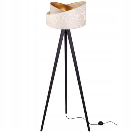 Light-Home WERONA - Vloerlamp - Tripod - Hout - Stoffen Lampenkap - Zwart