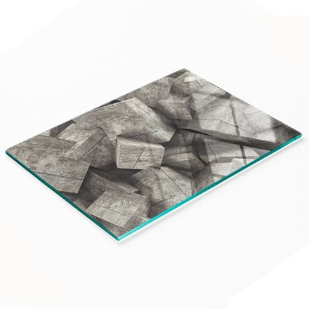 Multifunctionele decoratieve glazen keukenplank van beton, kubusvormig, 80x52 cm