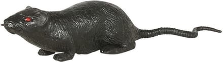 Grote plastic rat - donkergrijs - 20 cm - met rode ogen - enge namaak dieren - Halloween/horror decoratie/versiering