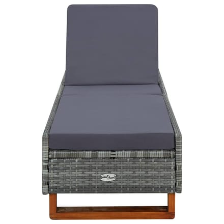 vidaXL - Ligbed - met - kussen - poly - rattan - grijs