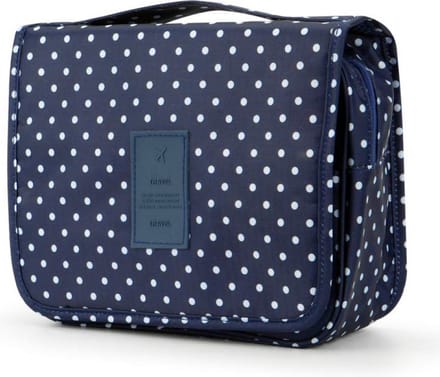 Travel - Toilettas/Cosmeticatas - Unisex - Ophangbaar - Blauw gestipt