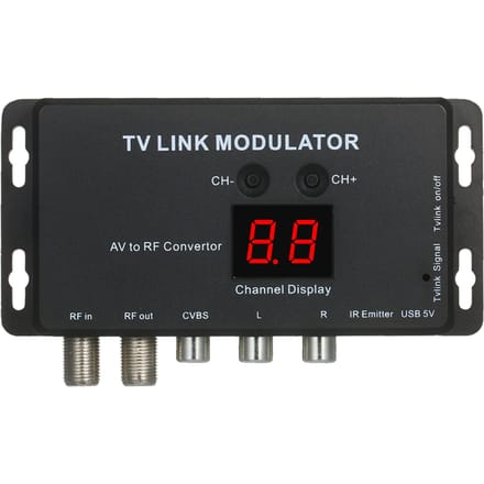 Modulateur TVLINK, convertisseur AV vers RF et extension IR, modulateur RF noir