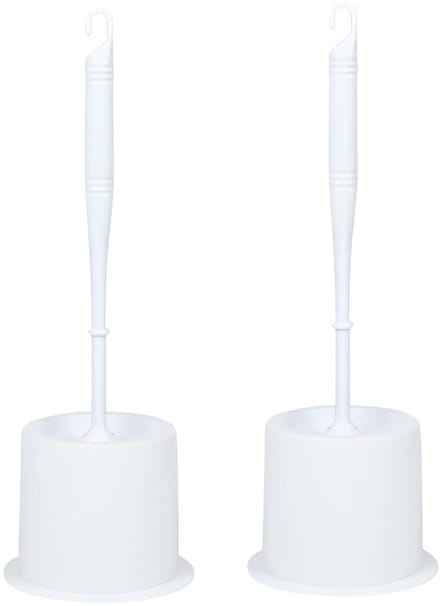 Benson Wc Borstel - 2x - met houder - wit - kunststof - toiletborstel