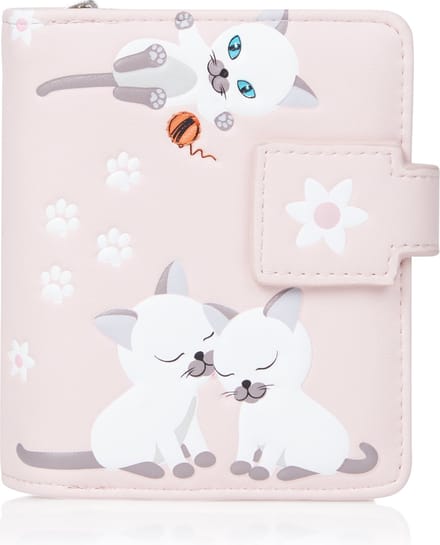 Shagwear Portemonnee - Compact Beugelportemonnee - Dames - Kunstleer - Playful Kittens (0404sm)