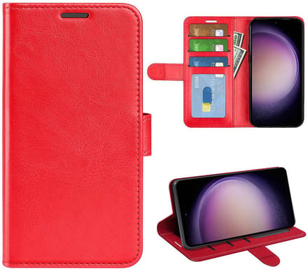 MobyDefend Hoesje - Geschikt voor Samsung Galaxy S23 FE - Wallet Book Case (Sluiting Achterkant) - Rood