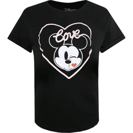 Disney Dames/dames Mickey Mouse Kiss T-shirt (Zwart)