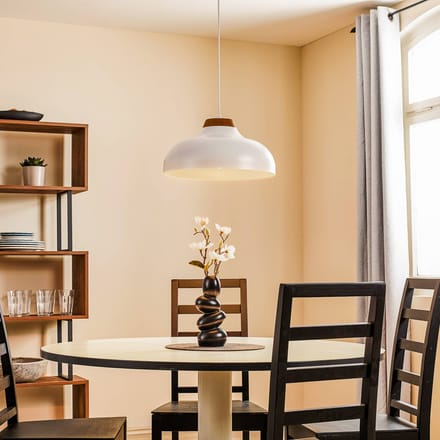 Burgos Hanglamp Wit Metaal Hout E27 Skandinavisch