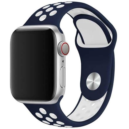 2+1 | Apple Watch Bandje Stryde - Dubbel - Siliconen - Blauw Wit