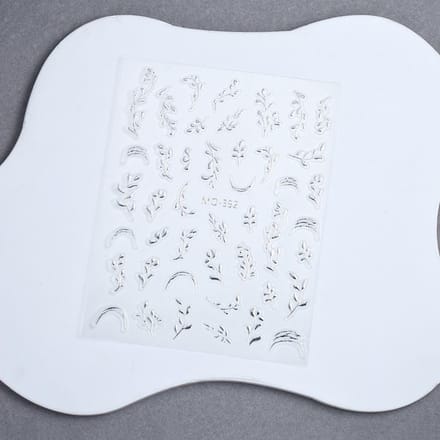 Autocollants pour ongles Feuille Dorée Branches Dorées et Feuilles de Jade - Décalcomanies Style Chinois argenté