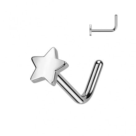 Neuspiercing titanium L-bend ster 3mm - zilver - LMPiercings
