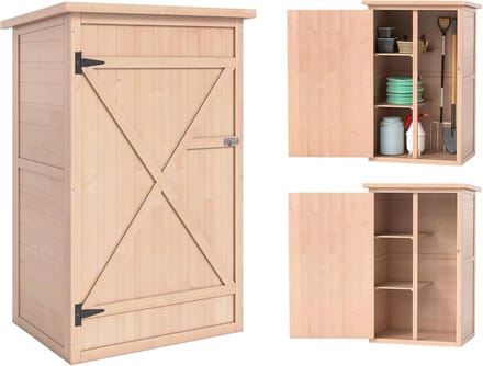 Houten Gereedschapsschuur met Dak en Twee Planken - Compacte Buitenopslag