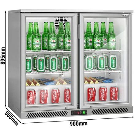 GGM Gastro Barkühlschrank - 900mm - 220 Liter - mit 2 Glasflügeltüren - Grau