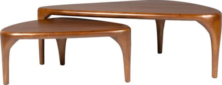 Zuiver Isla Salontafel Organische vorm Hout Walnoot Set van 2