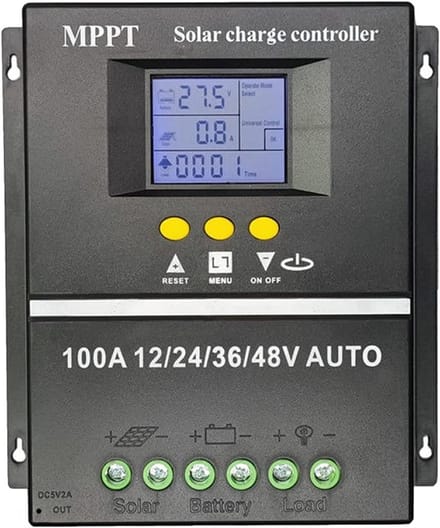Zonne Laadregelaar - PV Acculader - Energie Beheer - MPPT Technologie - 100A - Zwart