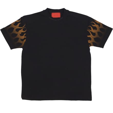 Flames Tee Heren T-shirt Zwart/oranje