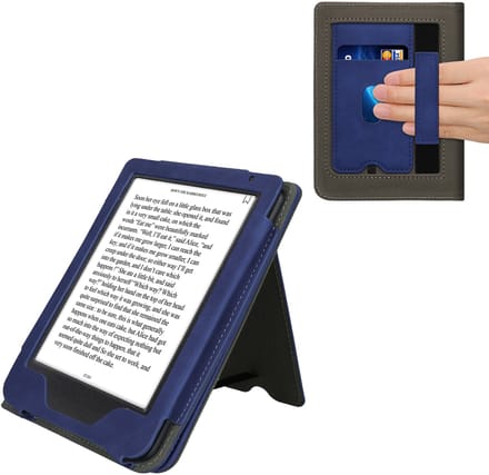 kwmobile e-reader hoesje geschikt voor Kobo Clara BW / Colour hoes - E reader flip case van kunstleer - Ereader cover met stand - In donkerblauw