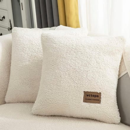 Dubbelzijdige Sherpa Fleece Sierkussensloop - Zacht Warm Pluche - 45x45 cm - Wit
