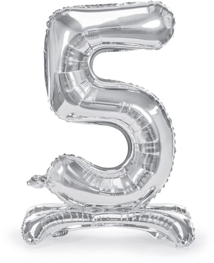 Folieballon staand 5 jaar zilver