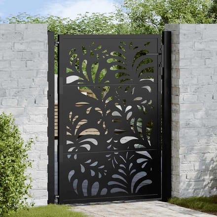 vidaXL - Poort - met - golfontwerp - 100x125 - cm - staal - zwart