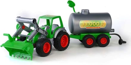 Wader Tractor met Voorlader en Tanker - Groen kunststof - 3-6 jaar