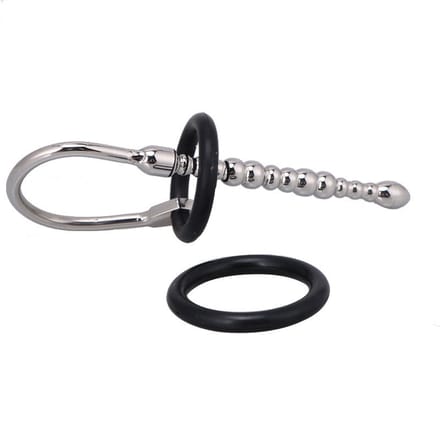 Fixxx - Geribbelde Penis Plug - Diameter 8 mm - Met Rekbare Eikelring - Zilver