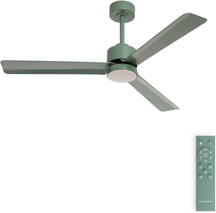 CREATE - Stille plafondventilator 40W met licht - Sage - Ø132cm - Afstandsbediening - WIND MODERN