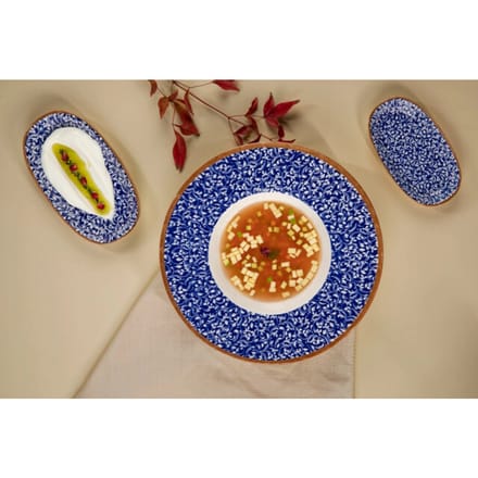 By Bone Dinerbord - Edera Cobalt - Porselein - 30 cm - set van 6