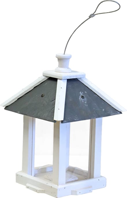 Voedersilo -  wit/leisteen -  vierkant - hangbaar - 30 cm.