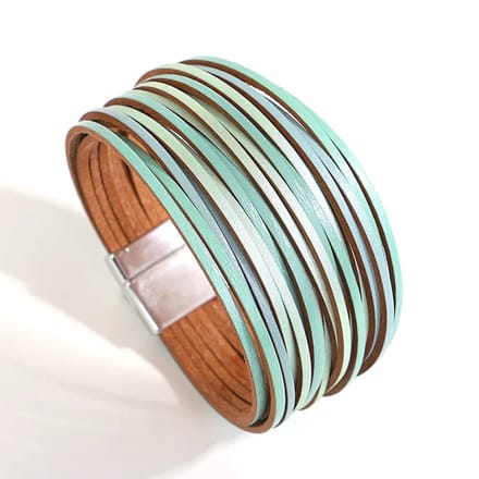 Sorprese Armband - Ocean Mint - Wikkelarmband - Armband Dames - Leer - Elegant Cadeau - Model ZZ