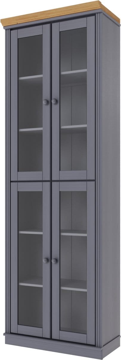 Anita- Boekenkast Glazen Deuren 4 pcs GreyStW