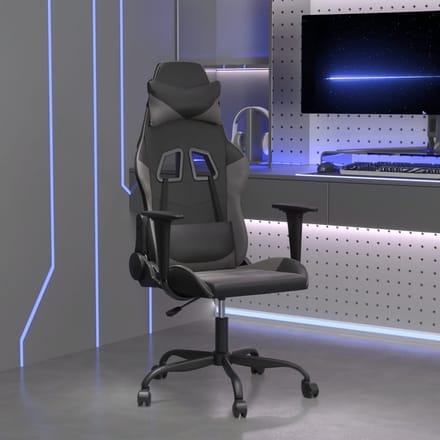 vidaXL - Massage - gamestoel - kunstleer - zwart - en - grijs