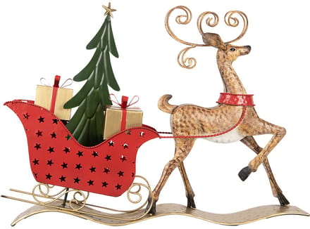 Clayre & Eef Kerstdecoratie Beeld Hert 68x11x50 cm Bruin Metaal