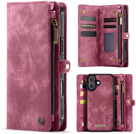 Solidenz Hoesje - Geschikt voor Apple iPhone 17 - Urban Wallet - Rood