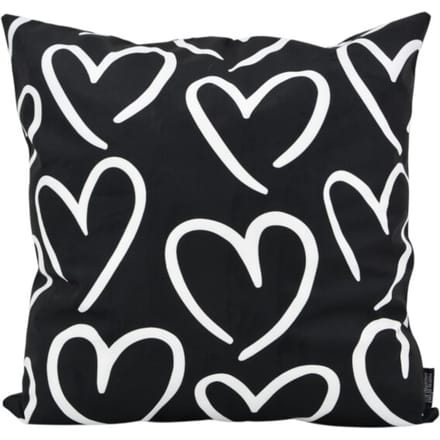 Gek op kussens! Sierkussen hartjes zwart | 45 x 45 cm | katoen/polyester