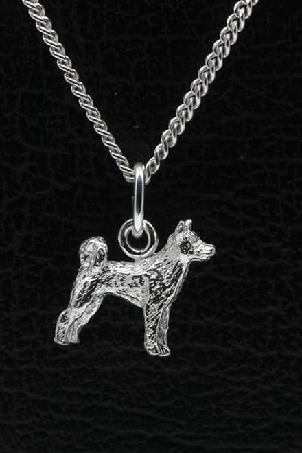 Zilveren Shika inu ketting hanger - klein