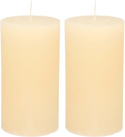 Atmosphera Stompkaars - 2x - ivoor wit - 7 x 13 cm - cilinderkaars - rustiek model