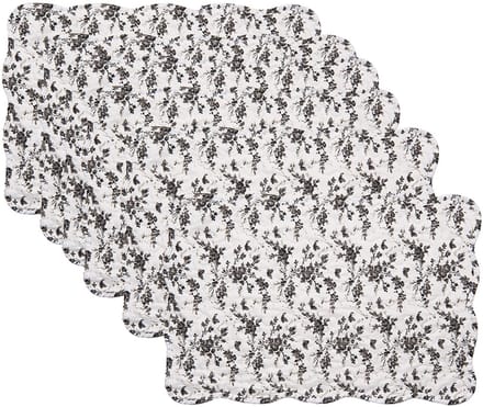 Clayre & Eef Placemats Set van 6 48x32 cm Wit Polyester Bloemen