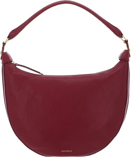 COCCINELLE Leren Schoudertas Sunnie Handbag Grained Leather Garnet Red Wijnrood
