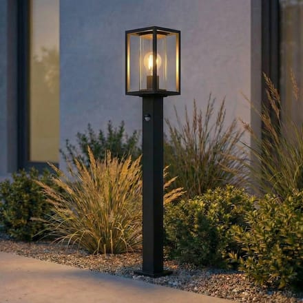 Lucande - Padverlichting, zuillampen - 1licht - Aluminium, glas - H: 100 cm - E27 - antraciet