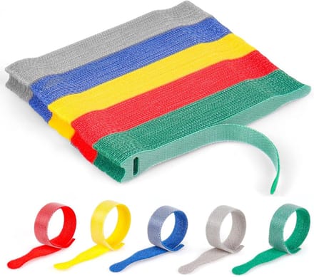 Herbruikbare Kabelbinders Klittenband 100 Stuks - 5 Kleuren voor Thuis en Kantoor